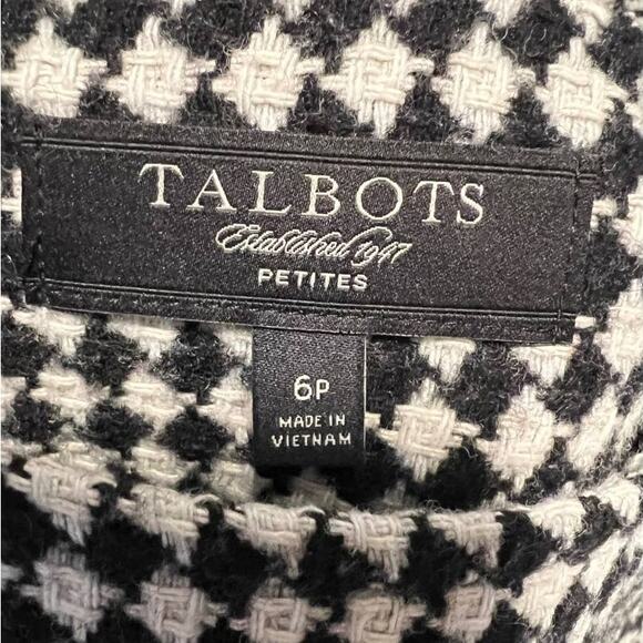 Talbots Petites Houndstooth Mini Pencil Skirt Ivory Black Size 6P Wool Office - Picture 7 of 7
